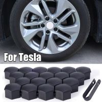 20pcs Car Wheel Nut Protective Caps for Tesla 3/Y/X/S Tyre Hub Screw Protection Glossy/Frosting Decoration Cap with Black Clip Nails  Screws Fasteners