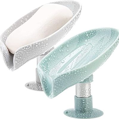 Leaf Shape Soap Box Drain Soap Holder Box Kitchen Bathroom Accessories Suction Cup Soap Dish Tray Soap Dish  Storage Box  Tool Soap Dishes