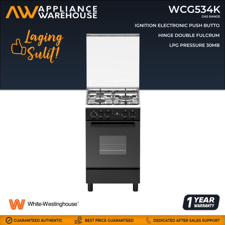 White Westinghouse WCG534K Gas Range with Gas Oven with Grill Lazada PH