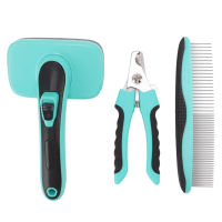 Pet Grooming Kit Pet Hair Comb Slicker Brush Nail Clippers Set With Comfortable Handle For Dogs Cats