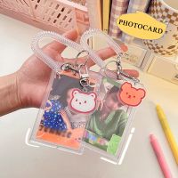 【cw】 3 inch Transparent Idol Photo Sleeves Photocard Protector With Elastic Cord Keychain Sticker Students Stationery ！