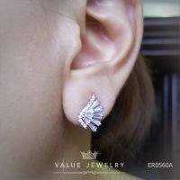 Value Jewelry ER0560 กว้าง1cmยาว1.5cm ต่างหู ตุ้มหู แฟชั่น ขายดี  เพชร CZ คริสตัล ไม่ลอก ไม่ดำ ไม่แพ้ ไม่คัน บริการเก็บเงินปลายทาง