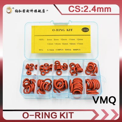 ความหนา 2.4 มม. แหวนสีแดงซิลิโคนโอริงซีลซิลิกอนซีลโอริง VMQ Washer oring set Assortment Kit Set O Ring-Yinguer