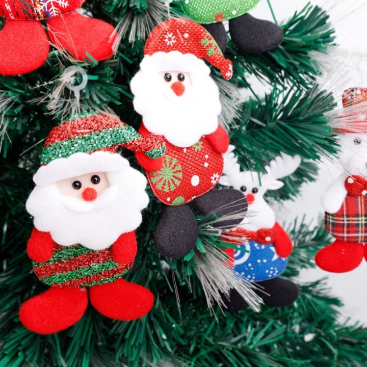 ของขวัญคริสต์มาส-diy-จี้ตุ๊กตาผ้าคริสต์มาส12ชิ้นจี้ต้นไม้คริสมาสต์ในบ้านซานตาคลอสมนุษย์หิมะ