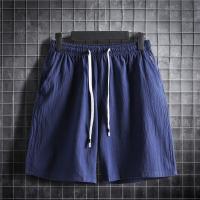 M-5XL Plus Size Mens Shorts Elastic Waist with Drawstring Sportwear Plain Color Cotton Linen Casual Short Pants Summer Clothing