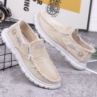 Mens Canvas Shoes Fashion Breathable Canvas Casual Shoes Soft Soled Anti Slip Loafers Shoes Men Slip-on Lazy Casual Shoes 2022