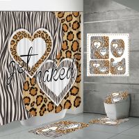 Leopard Print Get Naked Bathroom Curtain Luxury Shower Curtain Set Bath Mats Rugs for Home Decor Toilet Cover Non-slip Mat