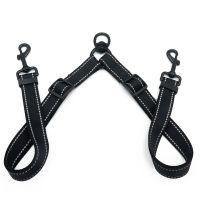 [HOT!] Black Double Leash Coupler for Large Dogs Adjustable Heavy Duty Nylon Splitter for Two Big Dogs