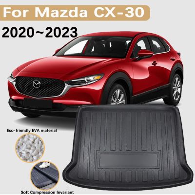 แผ่นรองท้ายรถสำหรับ Mazda CX 30อุปกรณ์เสริม2023 ~ 2020 CX-30แผ่นรอง CX30ท้ายรถแผ่นเก็บพรมวัสดุ EVA