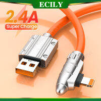 ECILY 2.4A ที่ชาร์จไฟรวดเร็ว USB 120W เป็นสายเคเบิลหลอดไฟสำหรับ I-Phone 14 13 12 11 Pro Max สำหรับ iPhone สายชาร์จแบตเตอรี่สำหรับ I-Pad สายเคเบิลข้อมูลโทรศัพท์1เมตร