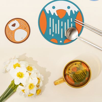 Mini Cute Cartoon Fruit Printed Hollow Table Mat Round Cup Mat Kitchen Coaster Heat-resistant Placemat
