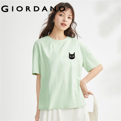 GIORDANO Women Pets Series T-Shirts 100% Cotton Cute Print Tee Crewneck Short Sleeve Summer Fashion Casual Tshirts 99393146 vnb