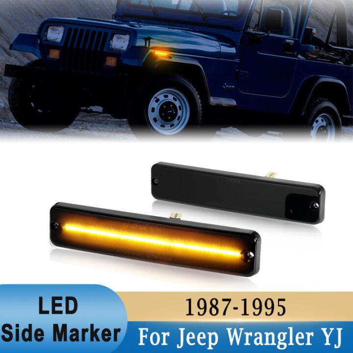 LED Side Marker Lights for Jeep Wrangler YJ 19871995 Front Wheel Fender Signal Lamp Black shell
