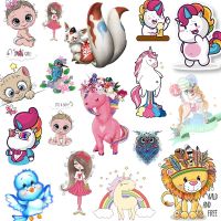 Unicorn Stickers Iron On Transfers For Clothing Cartoon Animal Patches On Clothes Thermo-stickers On Baby Clothies Applique