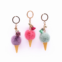 10pcslot Women Pendant Bag Accessories Ice Cream Keychains With Tassel Lovely Plush Dolls Key Ring For Car Decorations