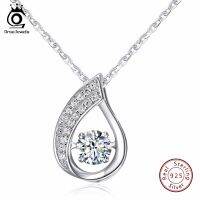 Orsa Jewels 100% 925สร้อยคอจี้หยดน้ำที่เคลื่อนย้ายได้เงางามเพชรสังเคราะห์ Sn41เครื่องประดับเงินแท้