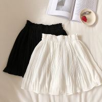 2022 Summer Chic Korean Solid Color Chiffon Skirt High Waist Anti-glare Pleated Skirt Shorts Skorts