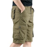 Pants Cotton Male Hot Summer Cargo breeches Shorts Casual Pocket Capri Length Long Pants Overalls Multi Mens Cropped Military