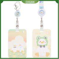 CHUAN 2Pcs เป็ดและเป็ด ห่วงโซ่กุญแจ พลาสติกสำหรับตกแต่ง ที่ใส่ป้าย ของใหม่ ม้วนป้าย ออฟฟิศสำหรับทำงาน