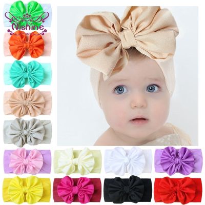 【YF】 Nishine 18x9 CM Infant Soft Elastic Wide Headband Fashion Handmade Bowknot Nylon Hairband Baby Girl Headwear Clothing Decoration