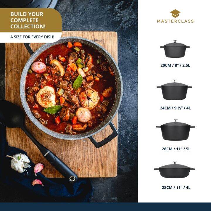 masterclass-double-layer-non-stick-lightweight-cast-aluminium-casserole-dish-cooking-pot-with-lid-works-with-all-hobs-and-oven-safe-black-หม้ออบพร้อมฝา