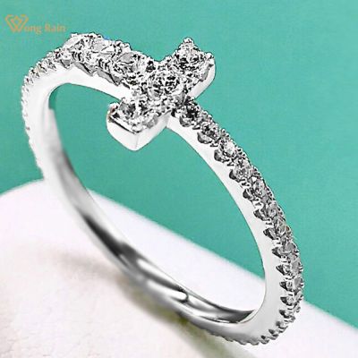 Wong Rain 100 925 Sterling Silver Created Moissanite Gemstone Wedding Band Creative Cross Women Ring Fine Jewelry Wholesale