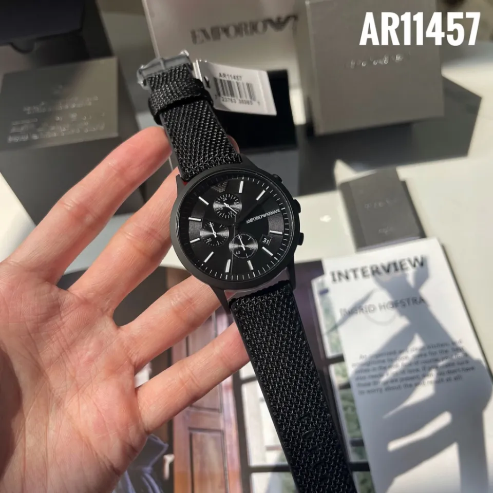 Emporio Armani Renato Chronograph ควอตซ์สีดำหน้าปัดนาฬิกาผู้ชาย