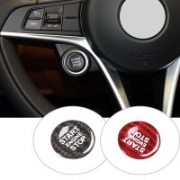 Real Carbon Fiber Car Engine Start Stop Button Cover Trim Stickers For Alfa Romeo Giulia Stelvio Essories Car Styling