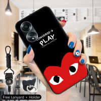 เคส PMP OPPO A58 4G สำหรับ Oppo A58 4G สายคล้องแหวนใส่นิ้วยอดนิยม CDG Play Rei Kawakubo เคสโทรศัพท์ซิลิโคนนิ่มบางสัญลักษณ์รูปหัวใจสีแดง