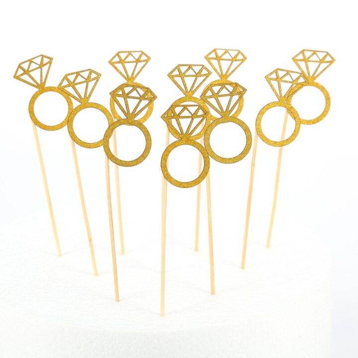 high-quality-yixiao4564-10ชิ้นที่แต่งหน้าคัพเค้กแหวนสีทอง-สีเงินประดับเพชรสำหรับงานเลี้ยงวันเกิดของตกแต่งงานแต่งงานหมั้น