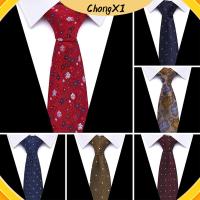 CHONGXI 7.5 cm ลายดอกไม้ Paisley เนคไทสำหรับผู้ชาย คลาสสิกแบบคลาสสิก การออกแบบใหม่ล่าสุด Cravat แฟชั่นสำหรับผู้หญิง ผ้าไหมโพลีเอสเตอร์ อุปกรณ์เสริมเสื้อ สำหรับผู้ชาย