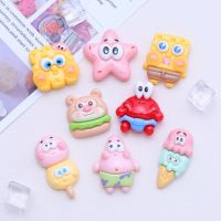 10PCS Resin Colorful Cartoon Starfish Bread Crab Popsicle Lollipop Scrapbook Flatback 3D food Figurine DIY Decor Crafts