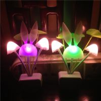 Creative cute cartoon energy-saving light control sensor night light color-changing rabbit head mushroom lamp