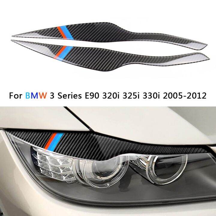 Carbon Fiber Headlights Eyebrows Eyelids For Bmw E90 320i 325i 330i 3