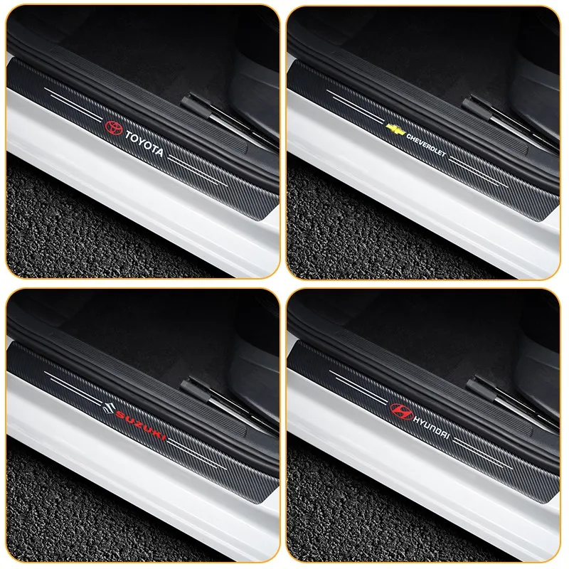 4pcs/set Car Door Threshold Side Step Sticker Anti Stop Carbon Fiber  Pattern Bar | Lazada PH