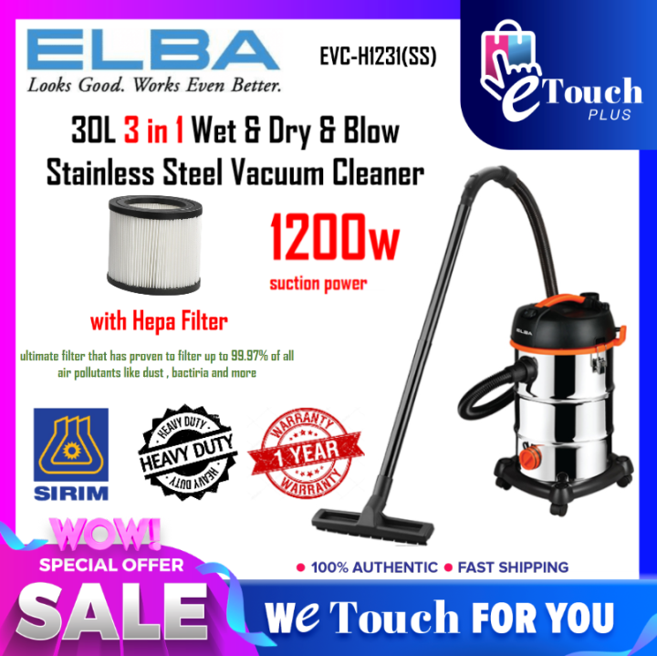 Elba 30L Heavy Duty Hepa Filter 3 In 1 Wet Dry Blow Vacuum Cleaner ...