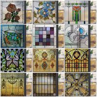 Window Film Frosted Stained Glass Films Customized Art Deco Design Static Cling Door Sticker Home Decor Foil Window Treatment Window Sticker and Films