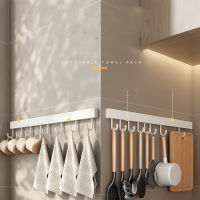 ราวแขวนผนังชั้นวางของเครื่องใช้ในครัว No-Punching Chopping Hangers Mounted Kitchen Hook Board Shovel Spoon Rack Kitchen Wall Rack