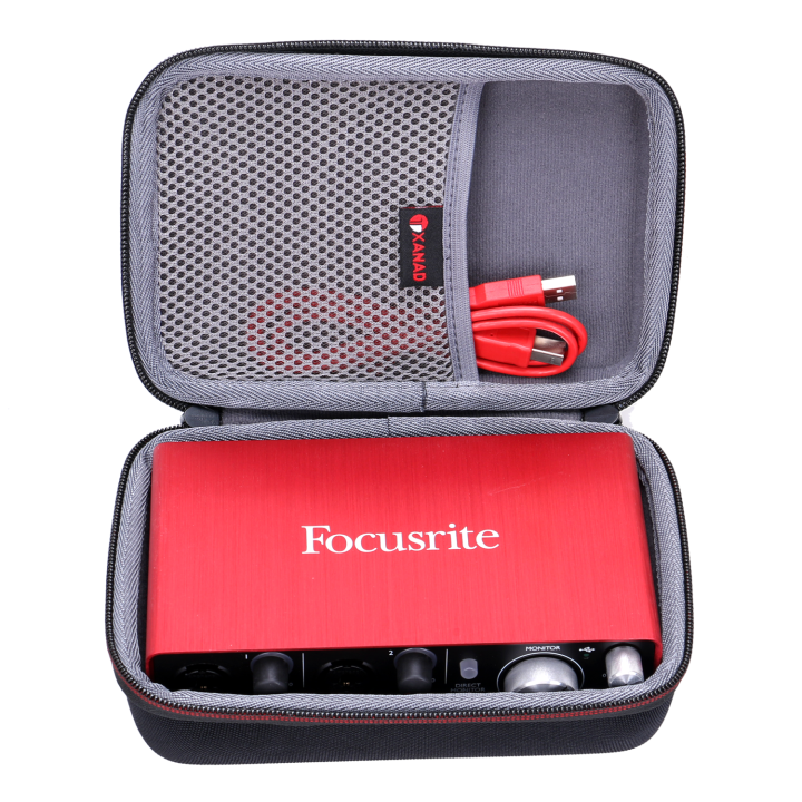 thumbnail image 2 of Hard EVA Travel Case For Focusrite Scarlett 2i2 (3rd Gen) – Protective Carrying Case For Audio Interface – Orange Interior 2 of 10