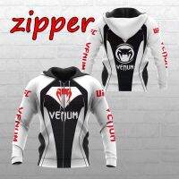 2023 Venus mens training training Hoodie topped 3D round neck slim casual zipper sport matching shirt