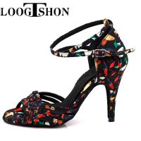 Loogtshon 2021New Style Latin Dance Shoes Salsa Ladies Satin Soft Sole Fashion Dance Sandals Prom Shoes 7.5-10CM Heel