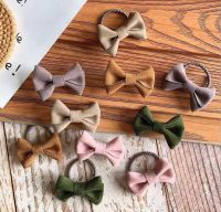 ❆ 3-5pcs/set Kids Soft Leather Hair Bows Elastic Hair Ties Rubber Bands Hair Clips Girls Hair Accessories School Headwear Q59