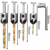 【✔In stock】 uk7asf 3-10มม.กลมเคลือบไทเทเนียม Hss Countersink Bit ช่างไม้ Chamfer เจาะเครื่องมืองานไม้ Hex L-ประแจ