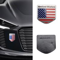 LKMART Universal Badge Chrome โลโก้รถยนต์ Refitting สติ๊กเกอร์ตกแต่งรถ US USA ธงชาติอเมริกาโลหะผสมตราสัญลักษณ์โลหะเครื่องหมายติดรถยนต์