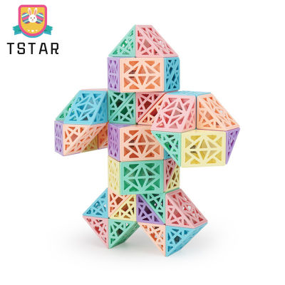 Hollow Design Wedges Magic Snake Cube น้ำหนักเบา Multi-Color Twist Puzzles 3d Brain Teaser Sensory Toys【cod】
