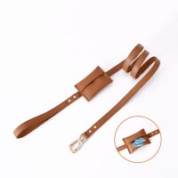 TEX150CM Leather Dog Leash with Poop Bag Dispenser Metal Hooks Pet Traction Rope Outdoor Dog Walking Running Leads Dogs Accessories