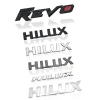 3D ABS โลโก้ HILUX สำหรับ Toyota Hilux Revo สัญลักษณ์ด้านหลังลำต้นรูปลอกตราสติกเกอร์สีดำโครเมี่ยมสีเงินอุปกรณ์รถคาร์บอนไฟเบอร์