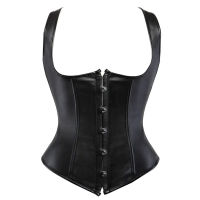 Steampunk Underbust Corset Vest Gothic Steel Boned Faux หนัง Lace Up Corsets Bustiers ชุดชั้นใน Top Plus ขนาด Party Clubwear