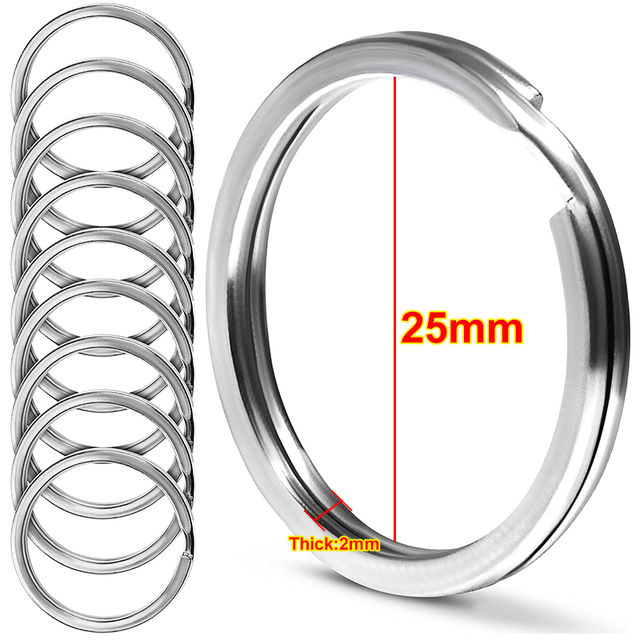 พวงกุญแจพวงกุญแจมีดพับสแตนเลส10ชิ้นพวงกุญแจห่วงสอบทบกลม25-28-30-32-35มม-สำหรับทำเครื่องประดับพวงกุญแจการค้นพบแบบ-diy