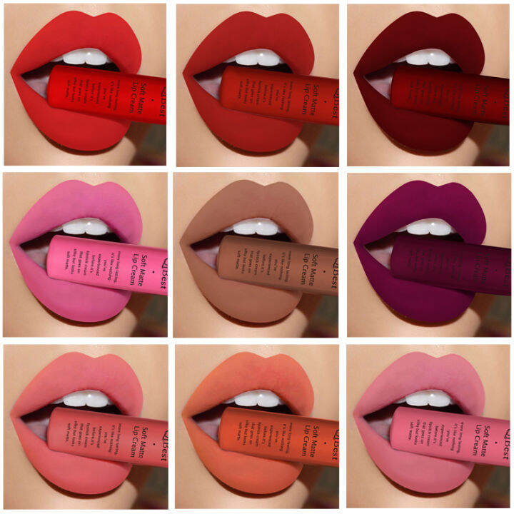 lipstik-nude-matte-แต่งหน้าผู้หญิงลิปกลอสคงทนสีแดงกันน้ำมี16สีลิปสติกเหลว